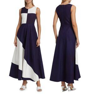 Busayo Dami Sleeveless Colorblock A-Line Maxi Dress, Navy/White, Size XS